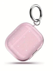 闪光耳机盒适用于 AirPod 4 Pro 3、3、2/1，透明蓝牙耳机保护盒，带支架的柔软耳机套 - 粉色 - 查看 4