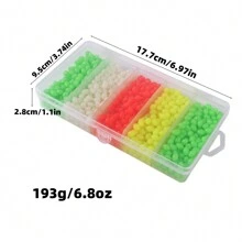Caja de 1000 piezas de bolas para detener la línea de pesca, bolas de pesca multicolores con forma de diamante que brillan en la oscuridad para pesca nocturna, accesorios para aparejos de pesca.