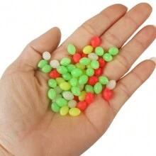 Caja de 1000 piezas de bolas para detener la línea de pesca, bolas de pesca multicolores con forma de diamante que brillan en la oscuridad para pesca nocturna, accesorios para aparejos de pesca.