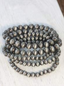 طقم من أساور للمرأة على الطراز الغربي الريفي بطلاء فضي كلاسيكي ومزين بالخرز الكاذب ، أساور المجوهرات النسائية على الطراز البوهيمي الرجعي ، مجموعة أساور المجوهرات الغربية ، أساور نسائية مناسبة للارتداء اليومي أو كهدية في المناسبات - ب-26 - مشاهدة 6