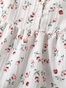 Robe florale pour jeune fille, nouvelle collection, design français avec encolure carrée et manches courtes, style doux