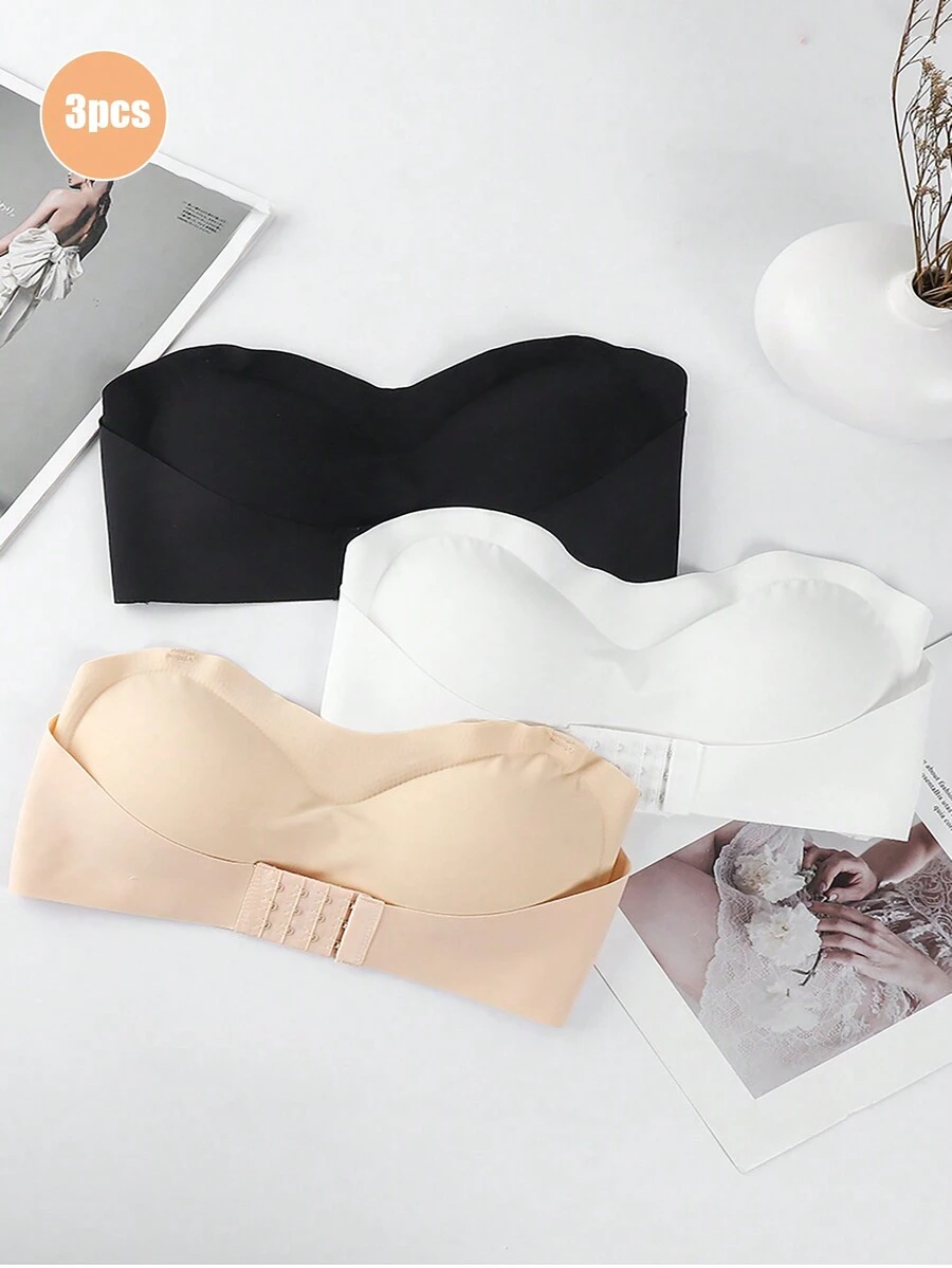 Set de sutien fără bretele pentru femei, 3 buc, lenjerie de interior
