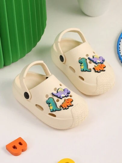 New Arrival Girls' Hollow-Out Flat Slip-Resistant Dual-Purpose Sandals, Summer Dinosaur Slippers For Beach Holiday