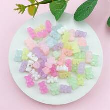 50颗8mm*12mm亚克力迷你彩色小熊珠，颜色随机，适合制作珠宝 - 彩色 - 查看 4