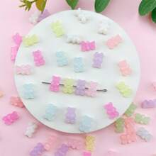 50颗8mm*12mm亚克力迷你彩色小熊珠，颜色随机，适合制作珠宝 - 彩色 - 查看 2