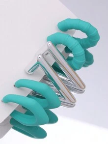 3對/套時尚糖果色幾何層疊梯形C型女耳環 - 糖果色電鍍幾何C形層次感梯形 - 查看 9