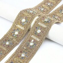 2 Yards Multicolor Metallic Thread 3D Flower Embroidered Lace Trim For Clothing Dress Hat Bag Decoration Crafts DIY Supplies - Multicolor - View 14