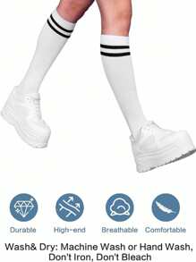 2 Pairs Breathable Football Socks For Kids Aged 8-16, Striped Knee High Socks For Boys And Girls Playing Soccer, Baseball, Softball And Other Athletic Sports, Youth Sports Socks For School And Training