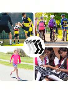 2 Pairs Breathable Football Socks For Kids Aged 8-16, Striped Knee High Socks For Boys And Girls Playing Soccer, Baseball, Softball And Other Athletic Sports, Youth Sports Socks For School And Training