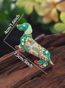 1pc Fashionable Cute Retro Personalized Creativity Colorful Resin Dachshund Shaped Zinc Alloy Decorative Brooch, Suitable For Women/Girls, Streetwear/Party/Casual Wear, Gift For Dachshund Lovers Valentines, Mom, Mother, Mother's Day, Gift - dog - View 2