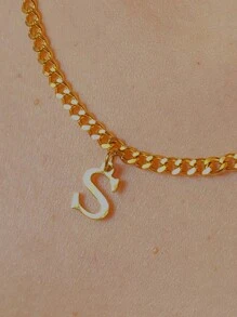 1 Peça Pingente Inicial banhado em ouro em aço inoxidável, banho a vácuo antidesbotamento, para fazer pulseiras e colares DIY