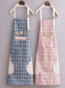 1pc Grid Pattern Apron, Suitable For Home Cleaning, Kitchen Cleaning, Anti-Fouling, Waterproof,Kitchen,Bathroom,Home,Household Supplies - Multicolor - View 1