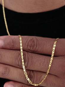 Corrente Banhado a Ouro 18k Cordão Masculino Fino Piastrini Banhado Folheado - Dourado - Visão 2