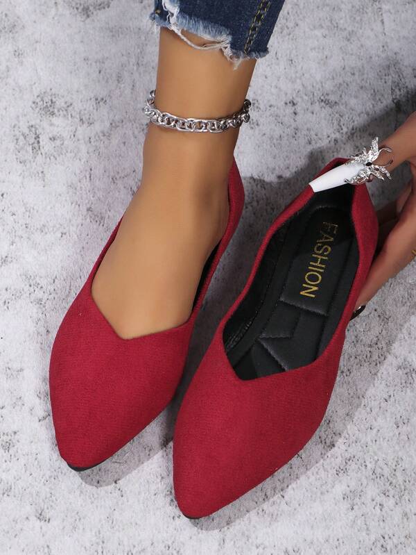 Sapatos Baixos Elegantes E Versáteis Com Ponta, Sola Macia Antiderrapante Para Todas As Estações