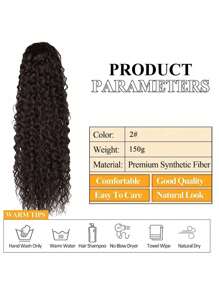 22 "Ombre long curly ponytail synthetic hair extensions, synthetic female wig