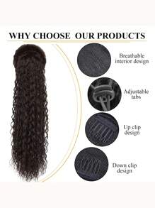 22 "Ombre long curly ponytail synthetic hair extensions, synthetic female wig