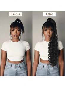 22 "Ombre long curly ponytail synthetic hair extensions, synthetic female wig