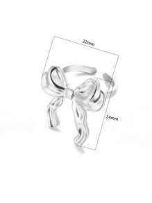 1 Pc Fashion Bow Ring For Women Gold Color Stainless Steel Open Adjustable Ring Beach Party Summer Jewelry Gift Valentines,Mom,Mother,Mother's Day,Gift