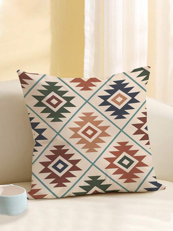 1pc Vintage Floral Pattern Printed Cushion Cover, Modern Pillow Case, Single-Sided Print, No Stuffing, For Sofa, Home Decorative Pillowcase