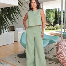 Women Two-Piece Outfits - Olive Green - View 4