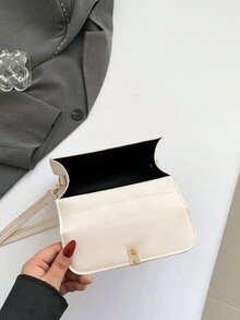 Túi đeo chéo vai thời trang và thẩm mỹ kiểu mới bằng vải PU trơn, phong cách Hàn Quốc, túi nhỏ cá nhân hóa dành cho nữ, túi vuông nhỏ thường ngày - trắng - Xem 6