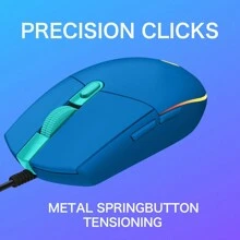 G102有線電競滑鼠，8,000 DPI，彩虹光學效果LIGHTSYNC RGB，6個可編程按鈕，本機記憶，屏幕映射，適用於PC/電腦和筆記本電腦，藍色 - 藍色 - 查看 6