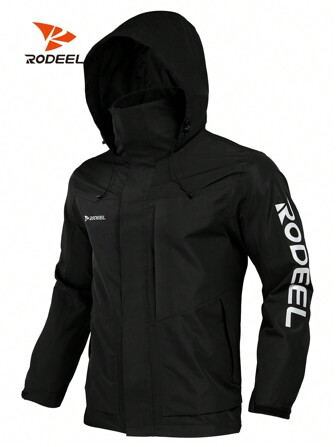 RODEEL 男友风格男士防水防风撞色连帽运动夹克，适合户外徒步、钓鱼、登山、露营