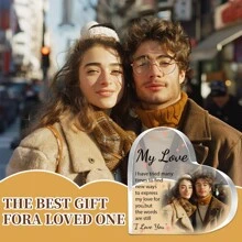 1pc (Customized)Heart Shaped Acrylic Plaque For Couple, Customize Personalized Photos , I Love You Acrylic Plaque, Heart-Shaped Gift Desktop Decoration, For Home Room Living Room Office Decor, Valentine 3.93inchx3.93inch Gifts Birthday Graduation