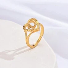1 件女孩镂空 26 个英文字母可调节结婚戒指 - 金黃色 - 查看 22