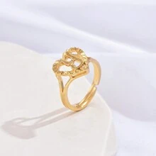 1 件女孩镂空 26 个英文字母可调节结婚戒指 - 金黃色 - 查看 25