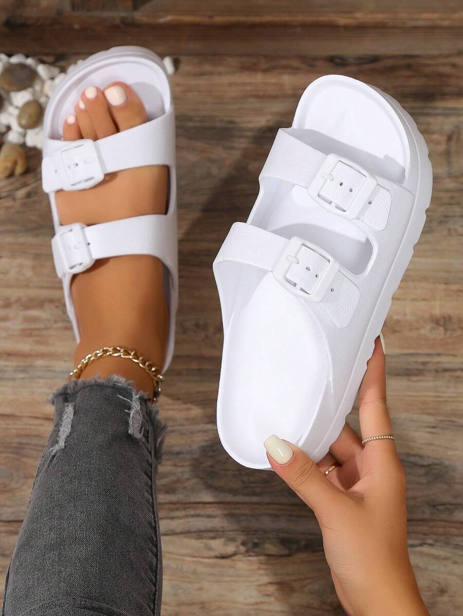 2025 时尚女士杏仁色多功能室内防滑耐磨 EVA 轻便一脚蹬拖鞋，柔软舒适户外凉鞋