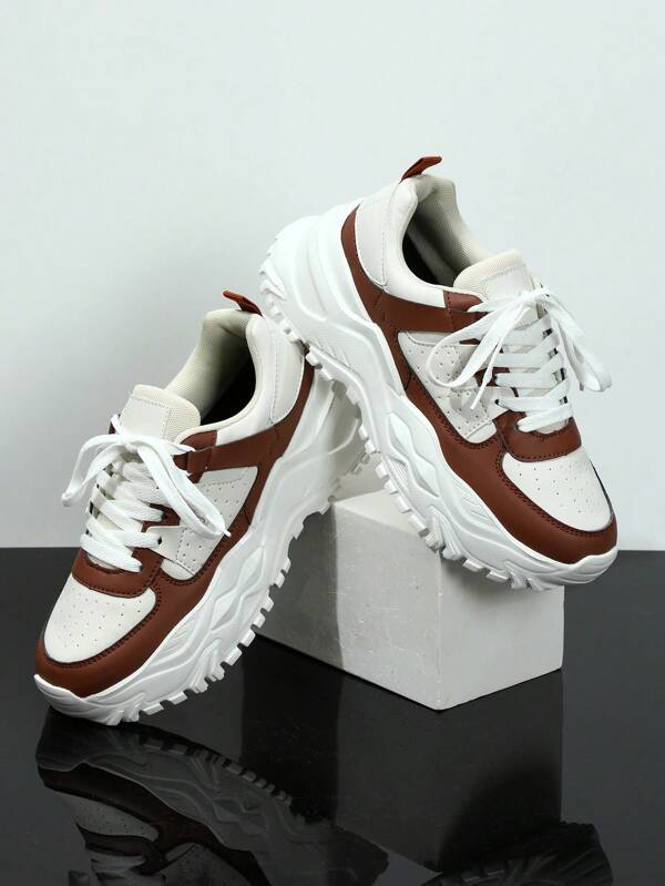 Beige Vintage, Mehrfarbige modische und personalisierte Lässig Schuhe mit Schnürung, niedrigem Absatz, geeignet für Ferien, Versammlungen und Campus