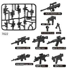 Juguetes de bloques de construcción, conjunto de armas en miniatura que incluye rifle de francotirador negro, rifle, pistola y cuchillo con múltiples accesorios de rompecabezas, perfecto para entusiastas que aman la decoración de escenas de guerra en interiores - Multicolor - Ver 11
