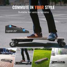 Electric Skateboard With Remote, 25 Mph Top Speed & 21.7 Miles Max Range Skateboard Longboard, 3 Speeds Adjustment Skateboards, Easy Carry Handle Design, Suitable For Adults & Teens Beginners - màu đen - Xem 6