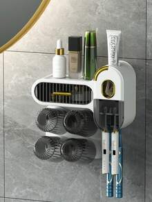 2入組牙刷杯架套裝，浴室掛牆家庭牙刷杯架，牙刷和杯子收納架 - 白色 - 查看 8