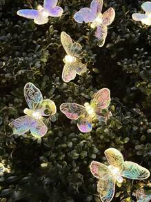 1pc LED Solar Powered Butterfly Fairy Lights String, Waterproof Outdoor Camp Atmosphere Lamp, Garden Decorative Colorful Light, Butterfly Shaped Lamp Fall Decor House Decor Outdoor Decor