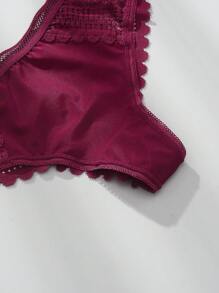VKME Set de 3 Tangas de lencería sexy de cintura baja con contraste de encaje calado