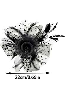 Elegant 1pc Feather Bridal Headband Vintage Mesh Fascinator Tea Party Hair Accessory For Horse Racing Events