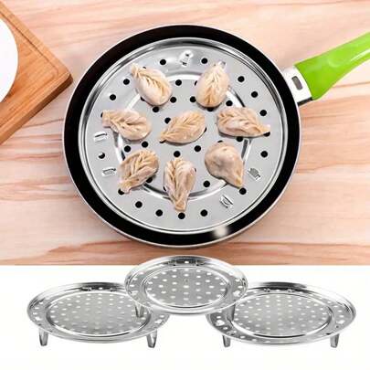 1 Stück Steamer Rack mit hohen Füßen aus Edelstahl und abnehmbarer Dreibein-Trennplatte, multifunktionale Dampfgarer Geschirr für die Küche