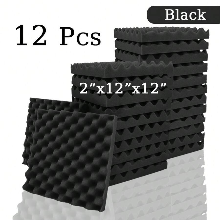 TOUO 6/12/24 Pcs Egg Crate Acoustic Foam Fireproof Soundproofing Foam