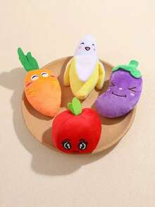 1個狗狗毛絨玩具，寵物咬不壞訓練玩具，可愛發出聲音的雞腿、胡蘿蔔、香蕉、蘋果、水果造型毛絨玩具，適用於小狗狗、小貓咪、博美犬、比熊犬等 - 彩色 - 查看 6
