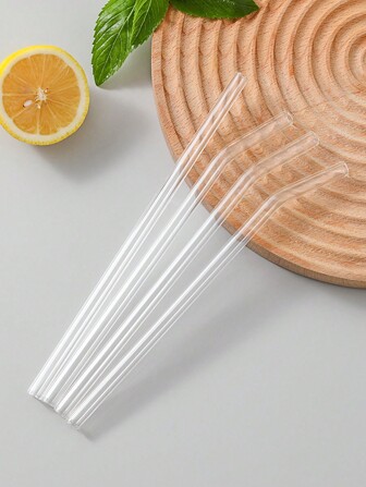 5pcs/Set Reusable Borosilicate Glass Drinking Straws Kit, Heat-Resistant Straws With Cleaning Brush, Ideal For Drinking Water, Daily Use And Party Supplies Back To School