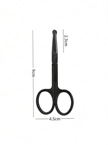 1pc Unisex Stainless Steel Black Rounded Tip Safety Nose Hair Scissors, Multi-Purpose Curved Small Scissors - Multicolor - View 4