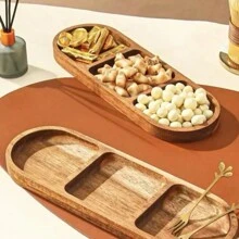 1 件木制托盘，非常适合分隔香料、开胃菜、茶、主菜和肉类、减肥盘、早餐拼盘、时尚分隔托盘，用于营养搭配、即食食品、饮料、寿司、牛排、甜点、蛋糕、面包、咖啡 - 非常适合万圣节、圣诞节礼物和感恩节 - 厨具、家用缝纫和珠宝系列。、厨房、圣诞礼物 - 黃色 - 查看 6