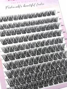 3D Natural Cluster False Eyelashes, 0.07mm Thickness, 8-14mm Length, Mixed Set, 10 Rows With 120 Clusters Total, D-Curl Lightweight Segmented False Lashes, Comfortable To Wear, DIY Handmade, Easy To Create Delicate Eye Makeup, Suitable For Various Occasions Such As Parties, Daily Wear, And Travel. - 黑色 - 查看 3