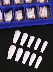 100pcs Light Purple Coffin False Nail Tips Extra Long Boxed Full Cover Simple Fashion Nail Extension Glossy Press On Nail False Salon Manicure Tools Nail Prolong Press On Nails Nail Supplies
