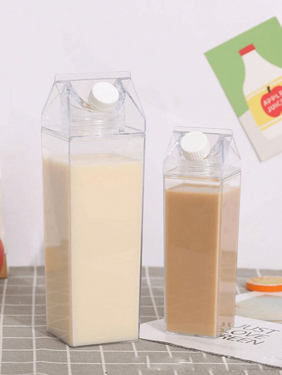 1pc 500ml/1000ml Clear Milk Carton Water Bottles, Can Be Reused, Leakproof Cute Square Portable Juice Bottle For Outdoor Sports Travel Camping School Activities Home Kitchen Appliances Accessories Gadgets Tools Christmas Kitchen Stuff Cooking Christmas