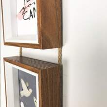 Walnut And White Oak Color 4x4 Inch Picture Frames Set, 3 Collage Frames With Hanging Twine Rope - Multicolor - View 10