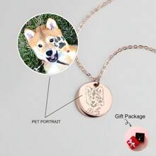 Personalized Pet Necklaces Pet Portrait Charms Cat Gifts Pet Memorial Gifts Dog Gifts Customized Photo And Name Jewelry Mother's Day Gifts For Mom Beautiful And Warm Gifts For Family And Friends During The Holidays, Beautiful Memory Gifts For Dad On Father's Day, Rose Gold, Stylish, Colorful, Vintage, Simple, Unisex, Casual, Cuties, Custom, Personalized, Unique, For Anniversaries, For Birthdays, For Graduation, For Prom, For Party, Prom Season