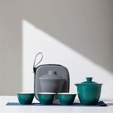1 zestaw przenośny ceramiczny czajniczek zestaw filiżanek z zestawem podróżnym Kung Fu Teaware ceramiczne dzbanki na herbatę na zewnątrz chiński dzbanek na herbatę i zestaw filiżanek - Rozmiar uniwersalny - Zobacz 11